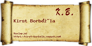 Kirst Borbála névjegykártya